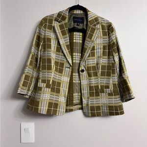 Fun Plaid Banana Republic Satin Lined Blazer